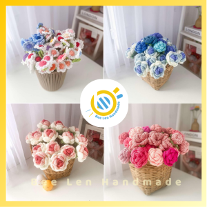 Chậu hoa len để bàn handmade đủ màu