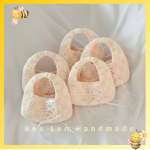 Túi len handmade trắng hồng