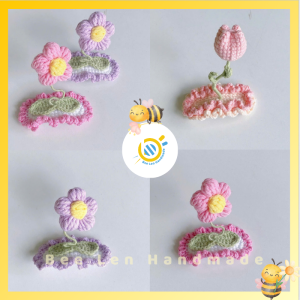 Kẹp tóc móc len hoa cute