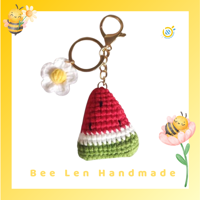 Chart móc khóa len handmade hình dưa hấu