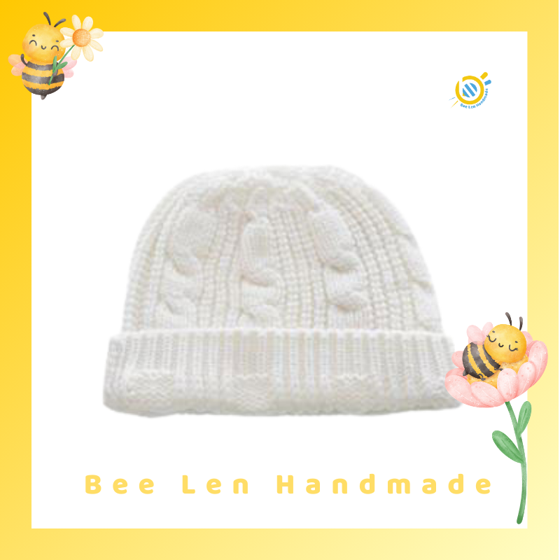 Cách đan mũ len nữ đẹp màu trắng 