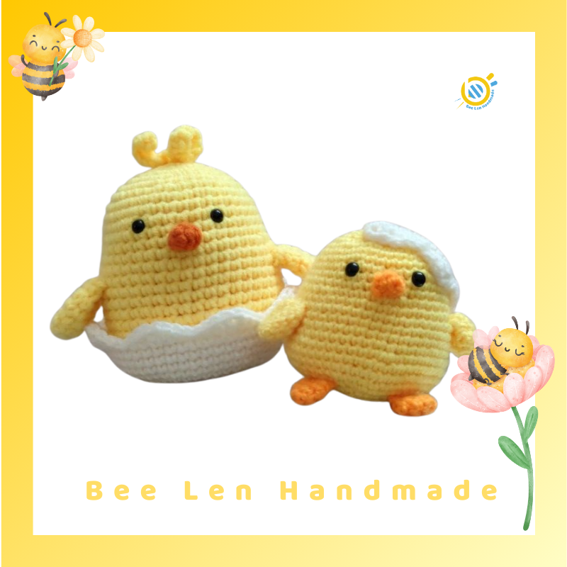 Cách đan len hình con vật bé gà cưng trong vỏ trứng